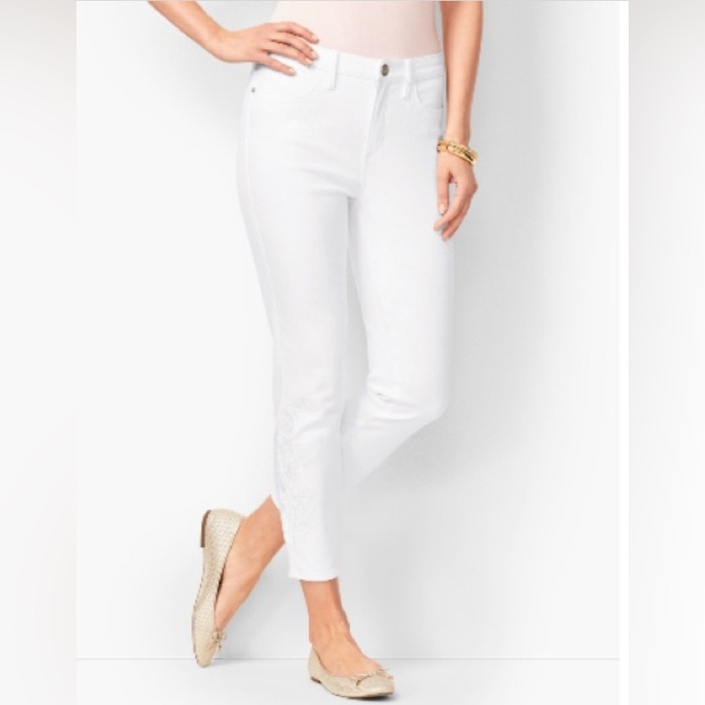 Talbots Size 8 Signature Crop White Jeans Size 8
